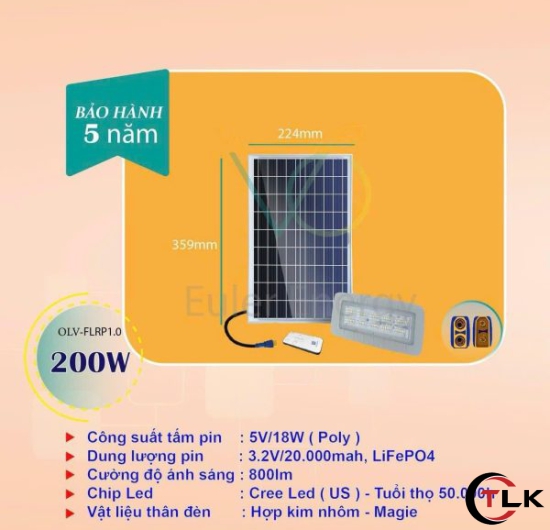 Đèn Năng Lượng Mặt Trời Euler Energy OLV- FLRP1.0